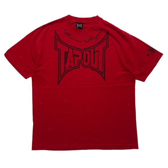 VTG Y2K 90s 00s Tapout Graphic T-Shirt Red XL - Picture 1 of 5